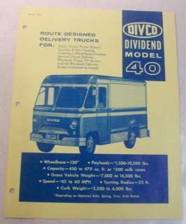 Divco 1951 Dividend 40 Truck Sales Brochure  