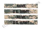 Two U.S. Army ACU Name Tape & Service Tape Sets without Velcro for Sew 