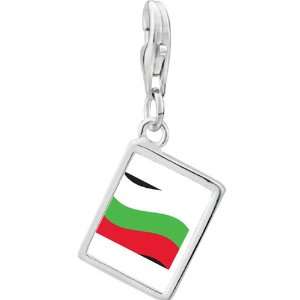  Pugster 925 Sterling Silver Bulgaria Flag Photo Rectangle 