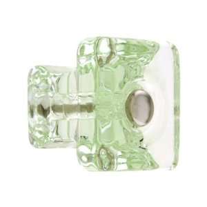  Square Depression Green Glass Cabinet Knob With Nickel 