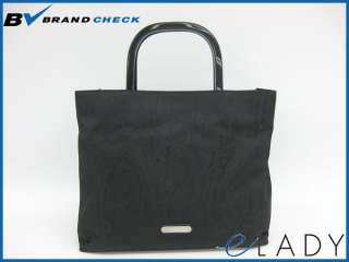 Auth ETRO Nylon Handbag Black  