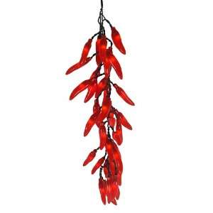   35 Red/Green/Yellow Chili Pepper Cluster Christmas Lights   Green Wire