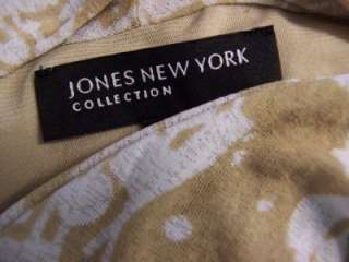 JONES NEW YORK White/Tan Print Versatile Dress L Large  