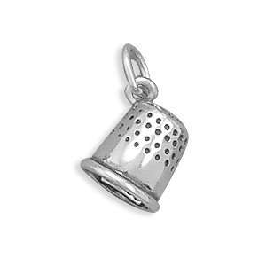  Sterling Silver Thimble Charm Measures 9x8mm   JewelryWeb 