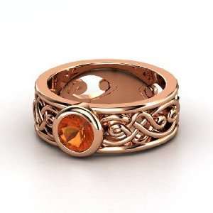  Alhambra Ring, Round Fire Opal 14K Rose Gold Ring: Jewelry