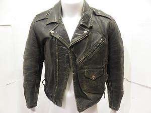 50s Vintage Biker Motorcycle Punk Black Leather Jacket  