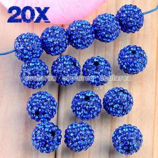 10/20pc 12mm Crystal Rhinestone Disco Ball Resin Spacer Beads Fit 