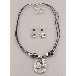   Inspired Silver Oxidized Beautiful Pattern Necklace and Earrings Set