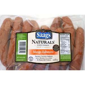 Saags Naturals Chicken Mango Habanero Sausages 3 Lb Pkg:  