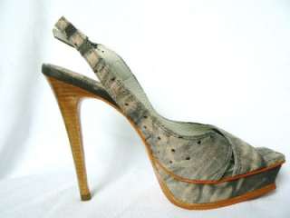 NEW 100% LEATHER CHIC GREY LEATHER STILETTO PUMP SHOE 7  