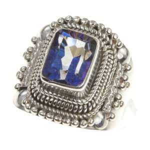   Sterling Silver RAINBOW MYSTIC TOPAZ CZ Ring, Size 6.5, 6.52g Jewelry