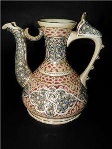 Antique Ornate Zsolnay Hungarian Tapestry Ewer #2792  