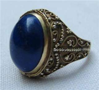 1920s 30s Chinese Export Sterling SILVER Lapis RING  