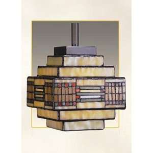  Stained Glass Large Yellow Box Rod Hanging Lamp