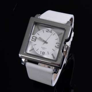 Exquisite Big Square Leather Wristband Watch Unisex Hot  