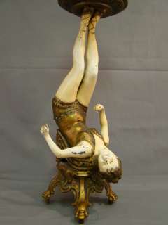   Figural ART NOUVEAU Cast SPELTER Dancing LADY Boudoir STATUE Lamp
