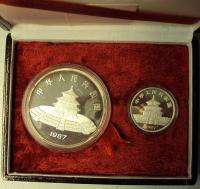 China 1987 PANDA Proof Set 2 pcs. Silver coins (10 + 50 Yuan) Box 
