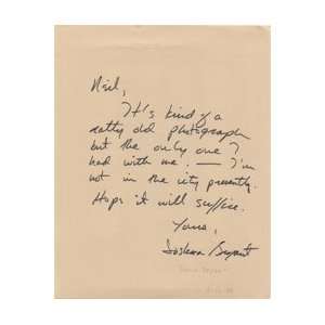 Signed Bryant, Joshua Handwritten Note