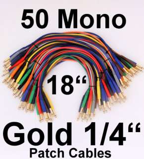 50 Mono TS 18 Gold Patch Cables 1/4 Cords Unbalanced  