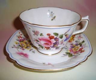 Floral Bouquet Royal Crown Derby Tea Cup and Saucer Set  