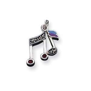  Sterling Silver Marcasite Music Notes Charm   JewelryWeb Jewelry
