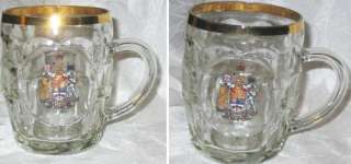 Vintage Canadian Gold Trim Glass Mug Set of 2  