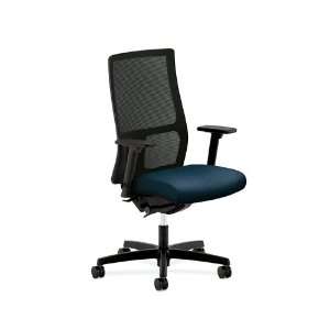   Work Chair, Adjustable T Arms, Mesh Back, Synchro Tilt Control, Blue