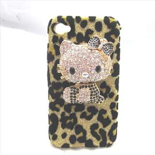 Bling black hello kitty leopard case cover iPhone 4  