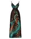 Stylish Phoenix Floral Pattern V Neck Strap Evening Dress XL Blue