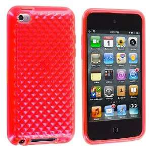 ) Brand   Red Diamond Pattern TPU Rubber Skin Case Cover New for iPod 