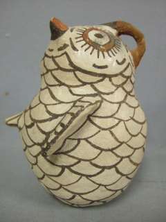OLD 1950 Vintage Zuni Pueblo Pottery OWL Effigy Figure  