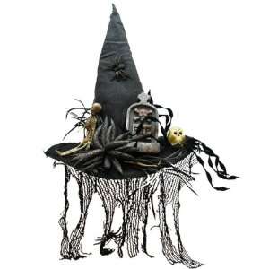 Halloween Witch Skeleton Hat With Tombstone, Graveyard:  