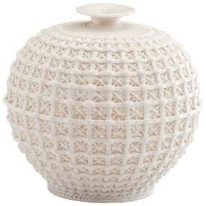   And Lattice Design Matte White Small Diana Vase