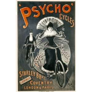 Psycho Cycles Giclee Vintage Bicycle Poster