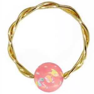  18G 7/16 Pink Opal Solid 14K Yellow Gold Twisted Captive 
