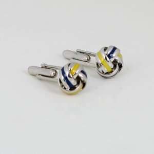  Silver Blue Yellow Spherical contemporary Cufflinks Y&G 