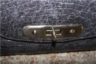 Vintage 60s Charcoal Grey faux Alligator Purse Handbag  