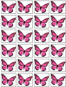 24 3D Pink Butterfly cupcake cake toppers Edible  