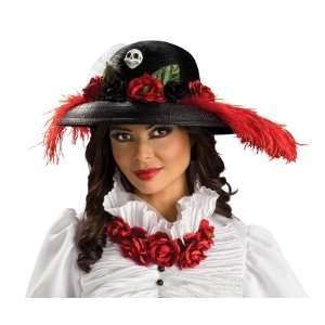   Black Day of the Dead Halloween Costume Skull Roses Hat: Toys & Games