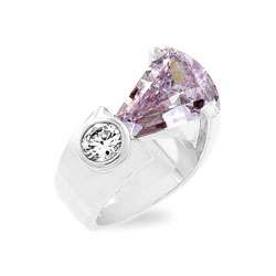 Silvertone Lavender CZ Fashion Ring  