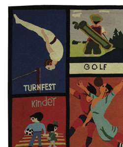 Handmade Vintage Sports Poster Wool Rug (6 x 9)  Overstock