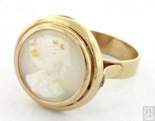 ANTIQUE VINTAGE 14K GOLD STONE CAMEO COCKTAIL RING SIZE 5  