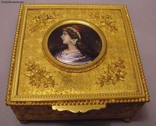 Exquisite Antique Art Nouveau Enamel Jewelry Box  
