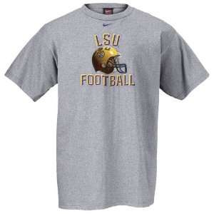  Nike LSU Tigers Grey Football Helmet T shirt: Sports 