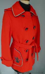 SUPERB★ WARM VIBRANT RED HUDSON BAY CO Wool BLANKET COAT Jacket 