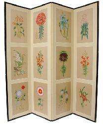 12 Small Flowers Silk Room Divider (China)  