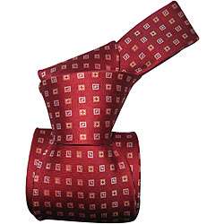 Dmitry Mens Cranberry Red Pattern Italian Silk Tie  