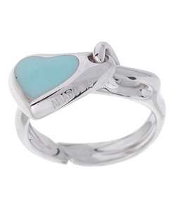   Amadomio 18kt White Gold Pop Heart Turquoise Ring  Overstock