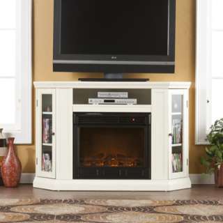   Montego Media TV Stand Console Electric Fireplace Black & Ivory  