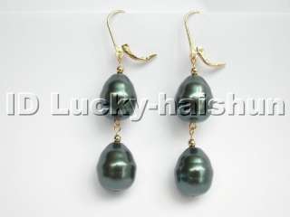 Tahitian black south sea shell pearls Earrings  